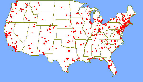 U.S. Map showing Participants