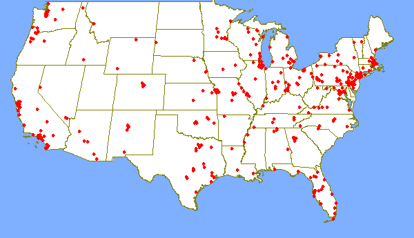 U.S. Map showing Participants