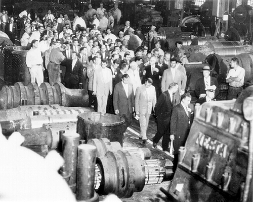 Photograph of Nikita Khruschev in the Mesta plant.