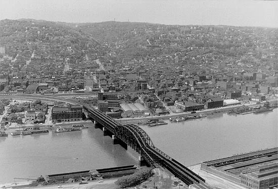 Scanned photo of Pennsylvania Railroad Bridge, 1950s.