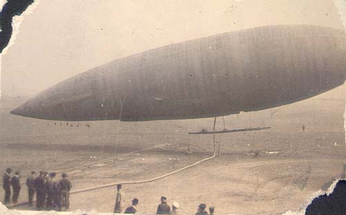 Scanned photo of a dirigible.