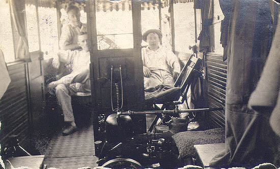 Scanned photo of boat's interior.