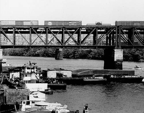 Scanned photo of Penn Central Railroad Bridge, July 1972.