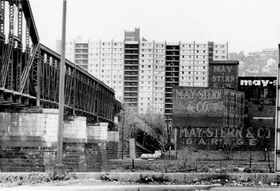 Scanned photo of Penn Central Railroad Bridge, April 1972.