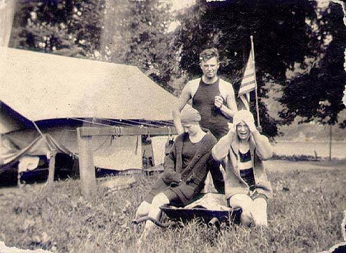 Scanned photo of two women and a man.