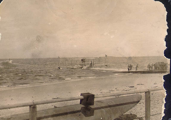 Scanned photo of hydroplane being launched.