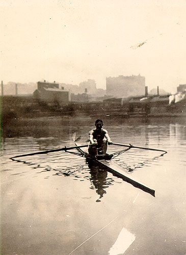 Scanned photo of rowing on the Allegheny River.