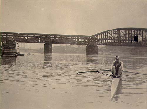 Scanned photo of rowing on the Allegheny River.