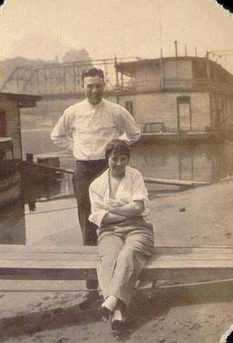 Scanned photo of a couple along the Allegheny River.