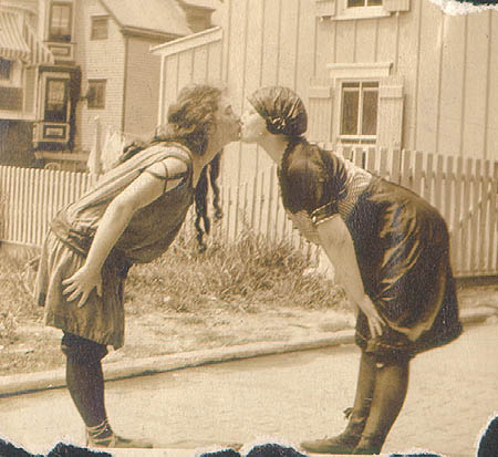 Scanned photo of two young women.