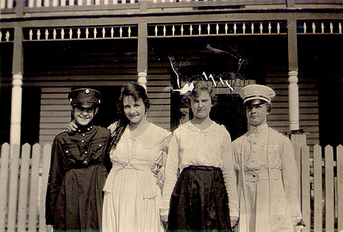 Scanned photo of four young women.