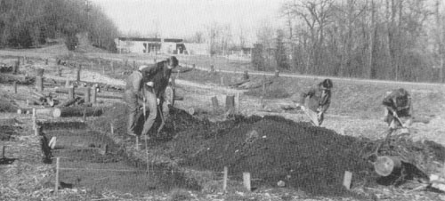 Scanned image of prehistoric Indian village excavation.