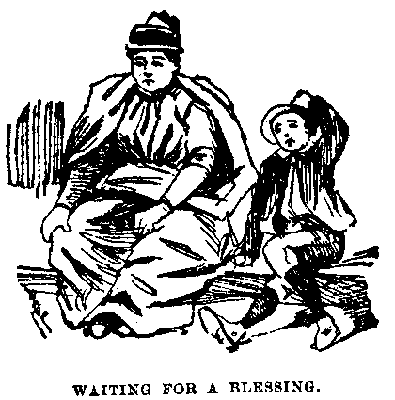 Drawing of
seated woman and child, captioned Waiting for a Blessing.></p>
<hr width=75%>
<h2>Mecca of Invalids</h2>
<p><em>From</em> The <A href = 