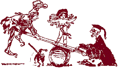 Scanned drawing of Foolishness and Wisdom on a seesaw.