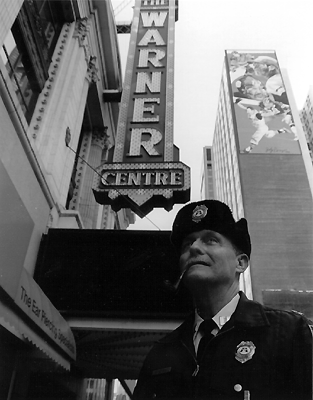 Scanned photograph of downtown Pittsburgh in front of 
The Warner Centre.