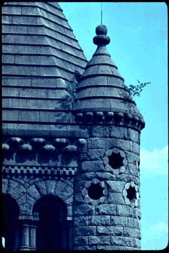 Scanned slide of Allegheny County Courthouse, tower detail.