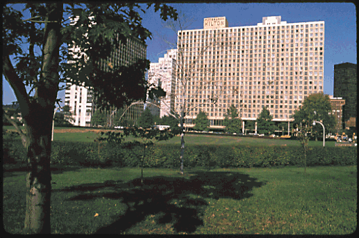 Scanned slide of the Pittsburgh Hilton hotel.