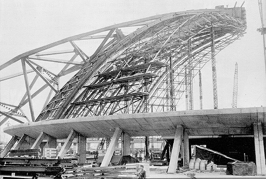 Scanned photo of Civic Arena Under Construction.